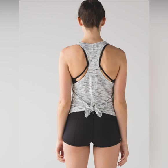 Lululemon Tie It Up Singlet Fly Away Tank Top Tiger Space Dye Black White - Picture 7 of 11
